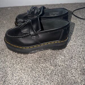 Dr. Martens Black Loafers with Yellow Stitching